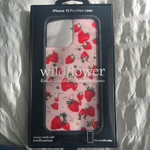 Wildflowers iPhone 13 Pro Max Case - Red Strawberry Pattern